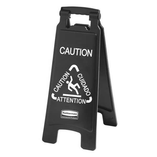 Multi-Lingual Caution Sign, 26 in H, 11 in W, HDPE, Rectangle, English, French, Spanish, 1867505