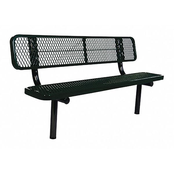 In Ground Park Bench W/ Back, Blue