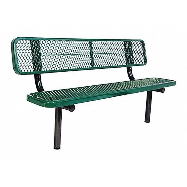In Ground Park Bench W/ Back, Green