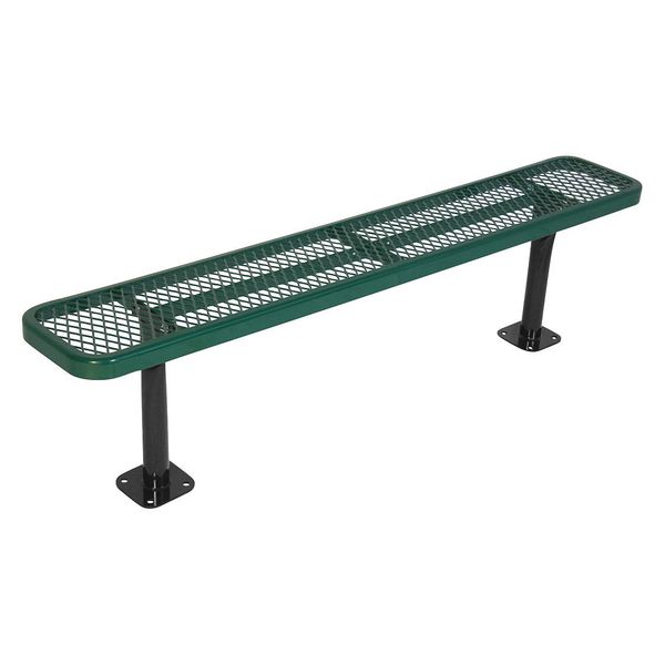 Surface Mount Park Bench, No Back, Green