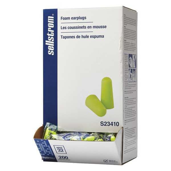 Disposable Uncorded Ear Plugs, PU Foam, Bullet Shape, NRR 32 dB, Hi-Vis Green, 200 Pair Box