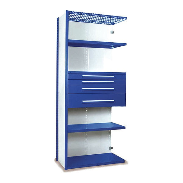 V-Grip Shelving W/ 4Drwrs/5Shlvs 7x2x3, Addon, (2)3