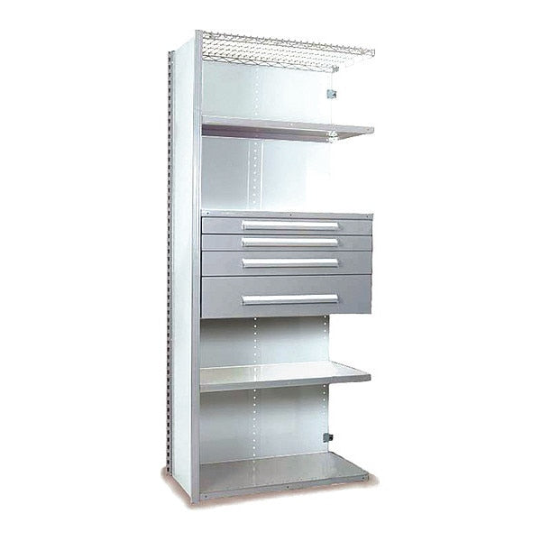 V-Grip Shelving W/ 4Drwrs/5Shlvs 7X1.5X3, Addon, (2)3