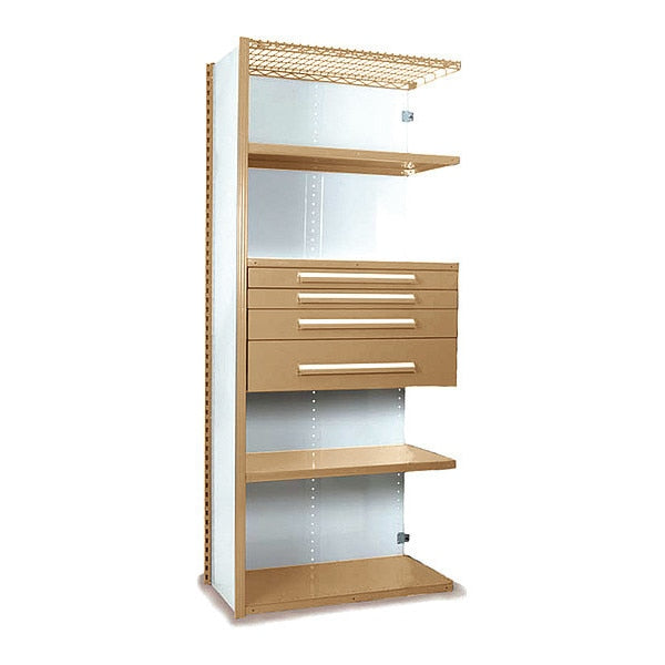 V-Grip Shelving W/ 4Drwrs/5Shlvs 7x2x3, Addon, (2)3