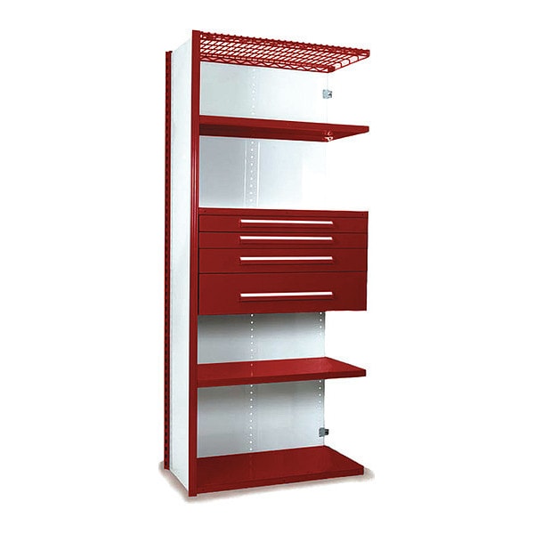 V-Grip Shelving W/ 4Drwrs/5Shlvs 7x1.5x4, Addon, (2)3