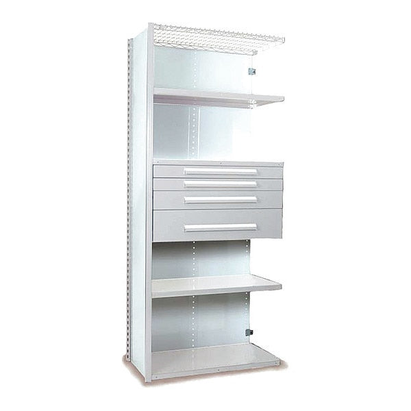 V-Grip Shelving W/ 4Drwrs/5Shlvs 7x2x3, Addon, (2)3