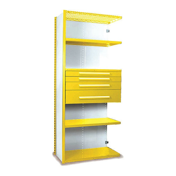 V-Grip Shelving W/ 4Drwrs/5Shlvs 7x1.5x4, Addon, (2)3
