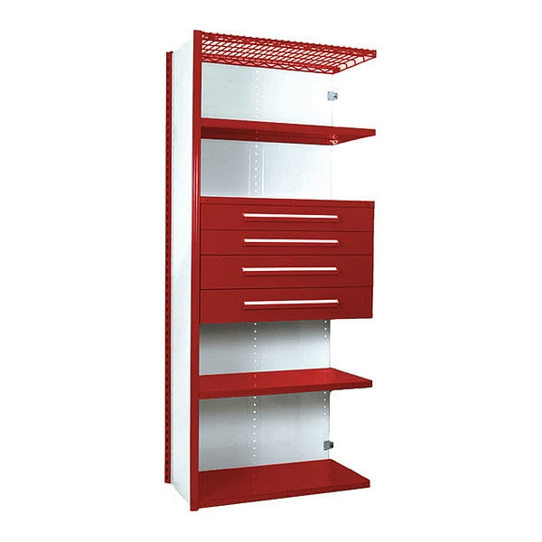 V-Grip Shelving W/ 4Drwrs/5Shlvs 7X1.5X3 Addon, 3