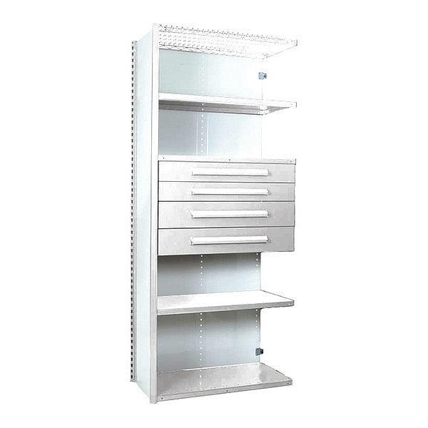 V-Grip Shelving W/ 4Drwrs/5Shlvs 7x2x3, Addon, 3