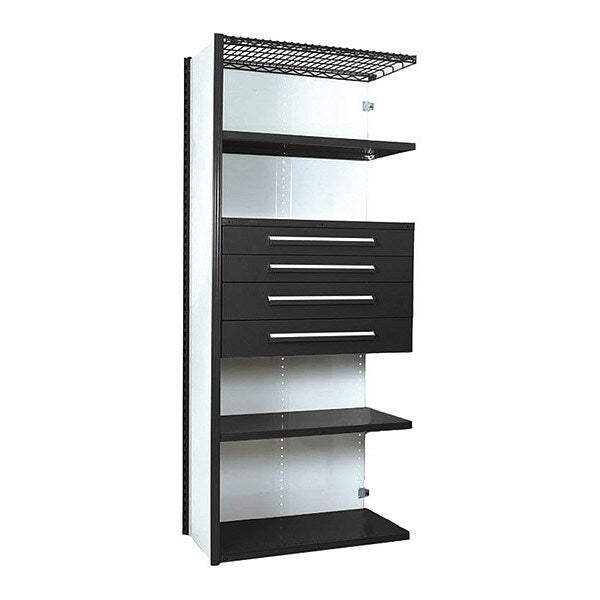 V-Grip Shelving W/ 4Drwrs/5Shlvs 7x2x3, Addon, 3