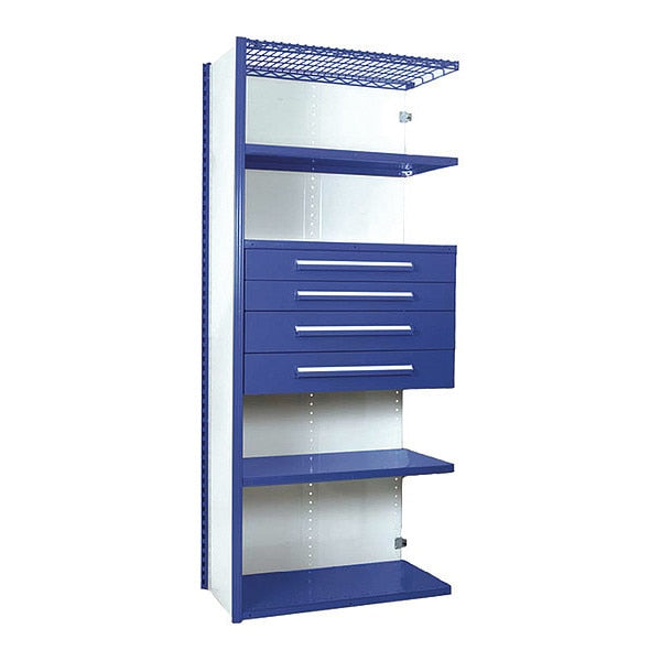 V-Grip Shelving W/ 4Drwrs/5Shlvs 7x1.5x4, Addon, 3