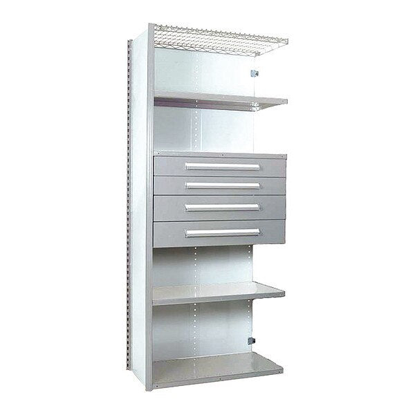 V-Grip Shelving W/ 4Drwrs/5Shlvs 7x2x3, AddOn, 3