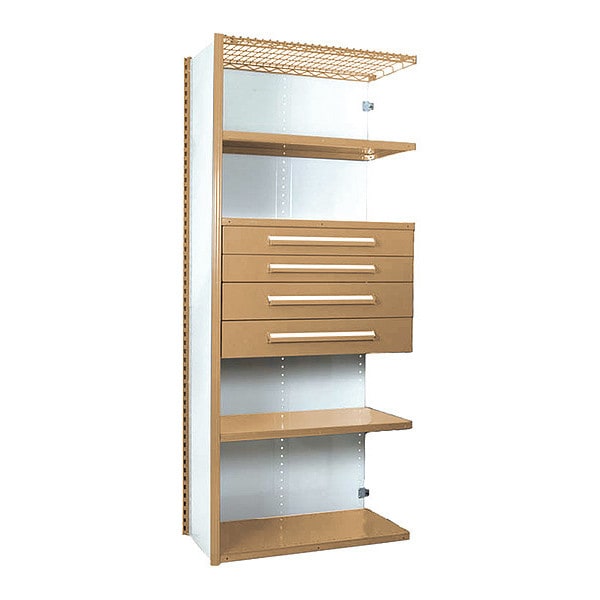 V-Grip Shelving W/ 4Drwrs/5Shlvs 7x1.5x4, Addon, 3
