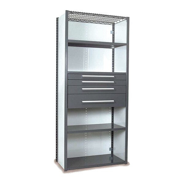 V-Grip Shelving W/ 4Drwrs/5Shlvs 7x2x4, Strtr, (2)3