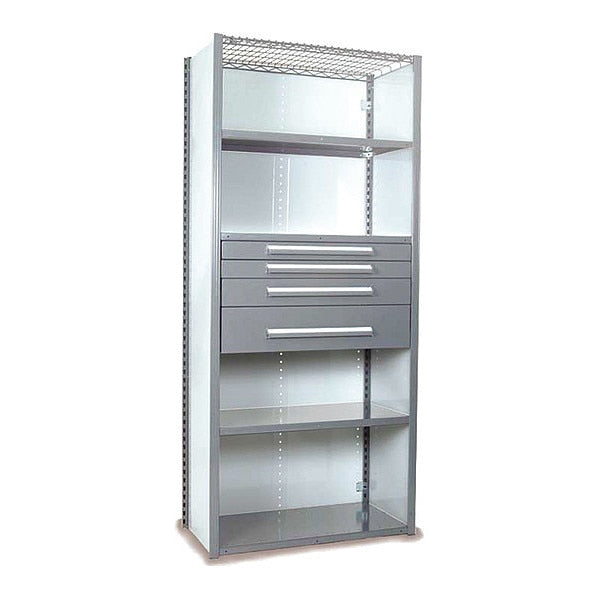 V-Grip Shelving W/ 4Drwrs/5Shlvs 7x2x4, Strtr, (2)3