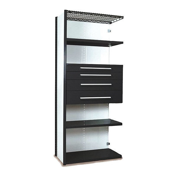 V-Grip Shelving W/ 4Drwrs/5Shlvs 7x2x3, AddOn, (2)4.5