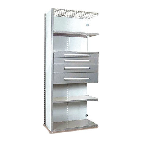 V-Grip Shelving W/ 4Drwrs/5Shlvs 7x2x4, Strtr, (2)3