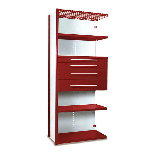 V-Grip Shelving W/ 4Drwrs/5Shlvs 7x2x3, AddOn, (2)4.5
