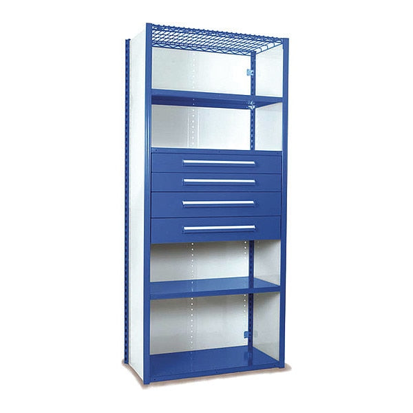 V-Grip Shelving W/ 4Drwrs/5Shlvs 7x2x3, Strtr, (2)4.5