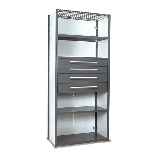 V-Grip Shelving W/ 4Drwrs/5Shlvs 7x2x3, Strtr, (2)4.5