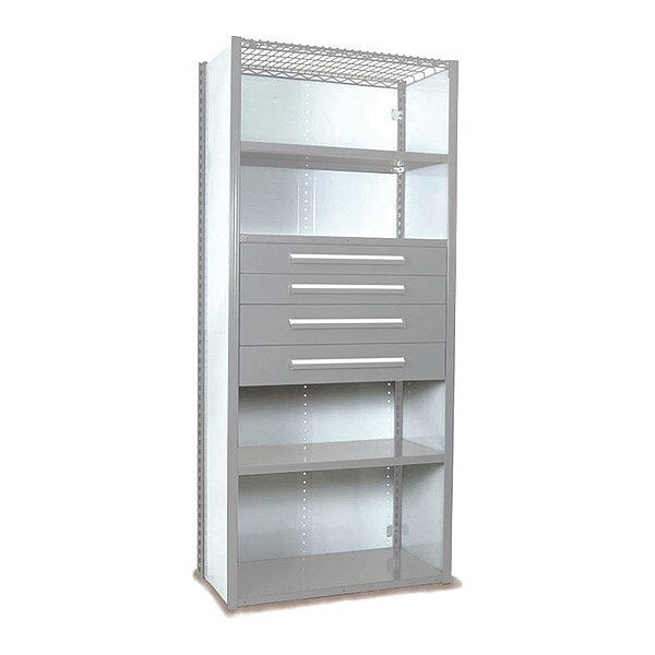 V-Grip Shelving W/ 4Drwrs/5Shlvs, 7x2x4, Strtr, 2-4.5
