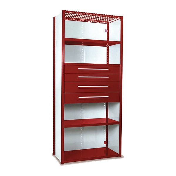 V-Grip Shelving W/ 4Drwrs/5Shlvs, 7x2x4, Strtr, 2-4.5