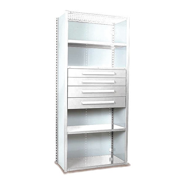 V-Grip Shelving W/ 4Drwrs/5Shlvs 7x2x3, Strtr, (2)4.5