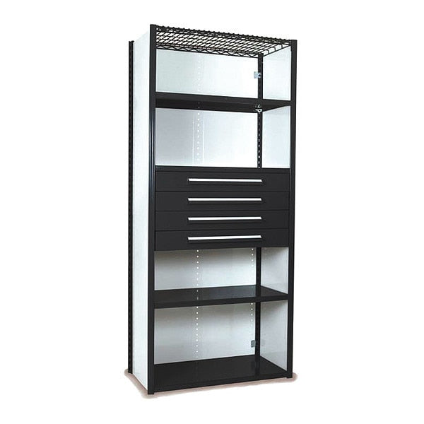 V-Grip Shelving W/ Drawers, 7x1.5x4 Closed Starter, BK