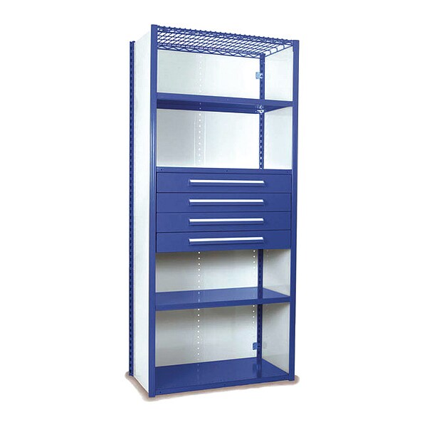 V-Grip Shelving W/ Drawers, 7x2x3, BL, Height: 84