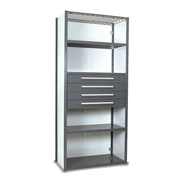 V-Grip Shelving W/ Drawers, 7x1.5x4 Closed Starter, GY