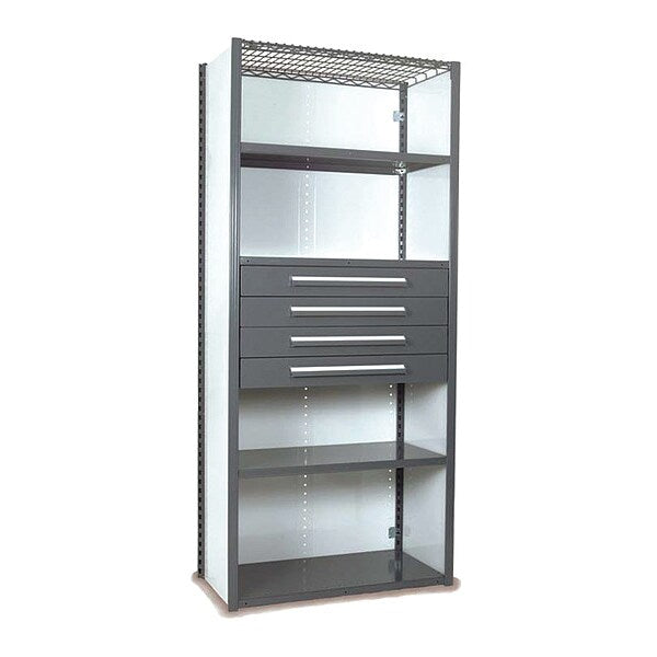 V-Grip Shelving W/ Drawers, GY, Shelving Type: Starter
