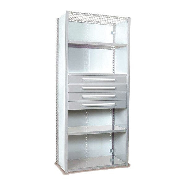 V-Grip Shelving W/ Drawers, 7x2x3, LG, Height: 84