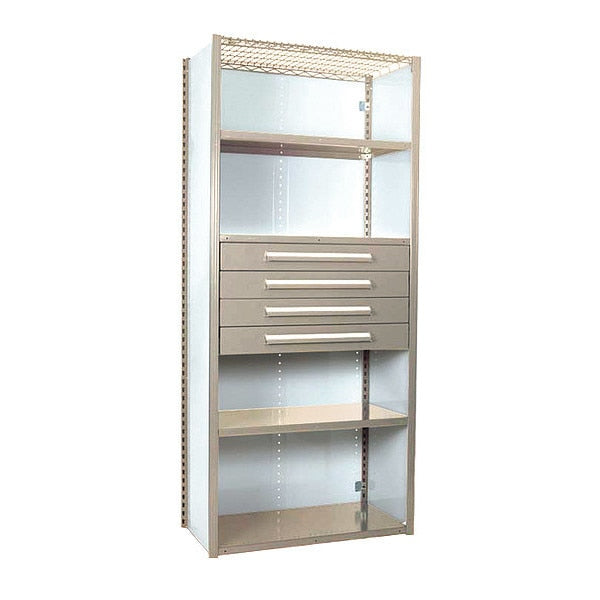 V-Grip Shelving W/ Drawers, 7x2x3, PY, Height: 84