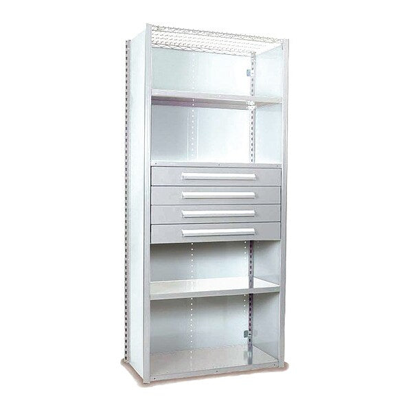 V-Grip Shelving W/ Drawers, 7x2x3, WH