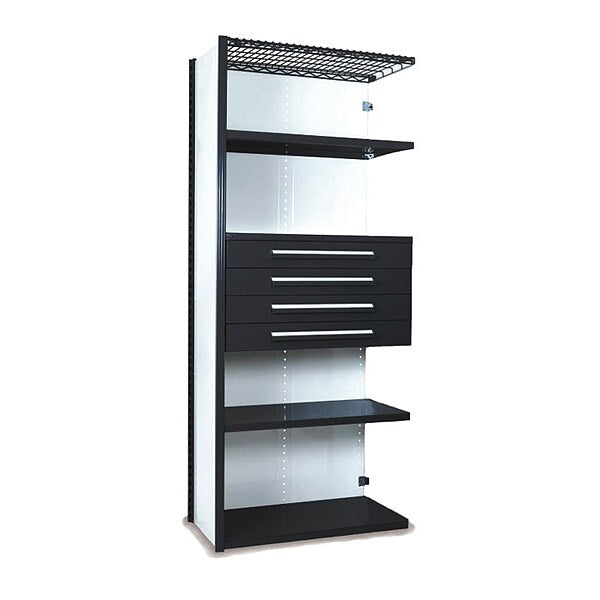 V-Grip Shelving W/ Drawers, BK, Number of Shelves: 5