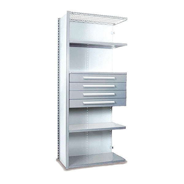 V-Grip Shelving W/ Drawers, 7X1.5X3, LG, Shelving Type: Add-On