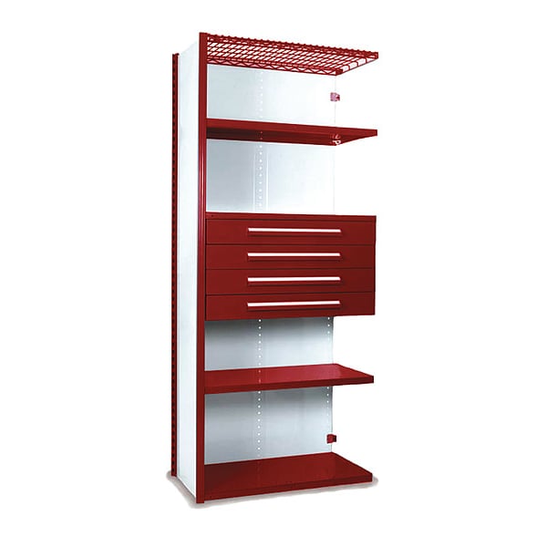 V-Grip Shelving W/ Drawers, RD, Number of Shelves: 5