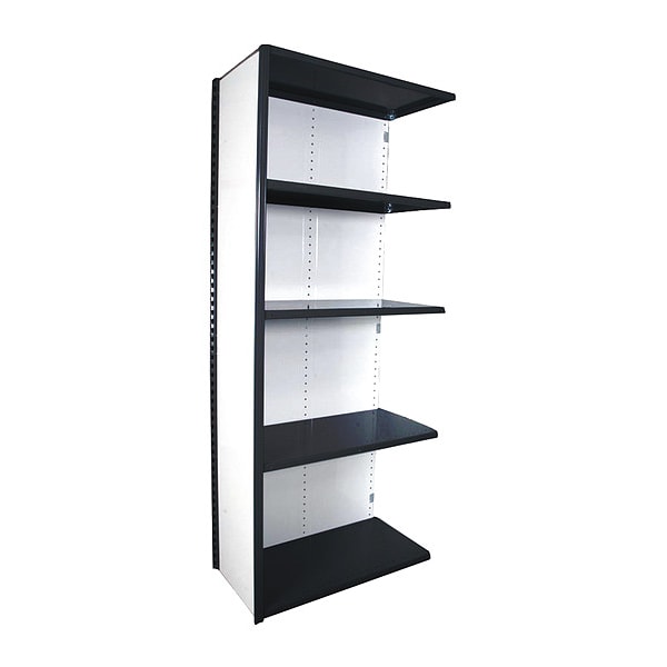V Grip Shelving, AddOn, 7Hx18Dx3W W/ 5-Shlvs, BK