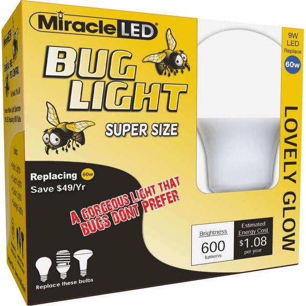 Bug Light Lovely Glow Yellow Amber LED Replace 60W for Porch & Patio