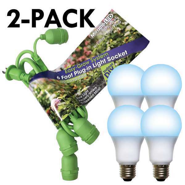 LED Grow Light Cord System 4 Socket & LED Blue Grow Kit Light 10 Pcs Kit