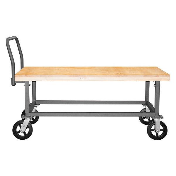 Adjustable height platform truck, with maple top, 60 x 24