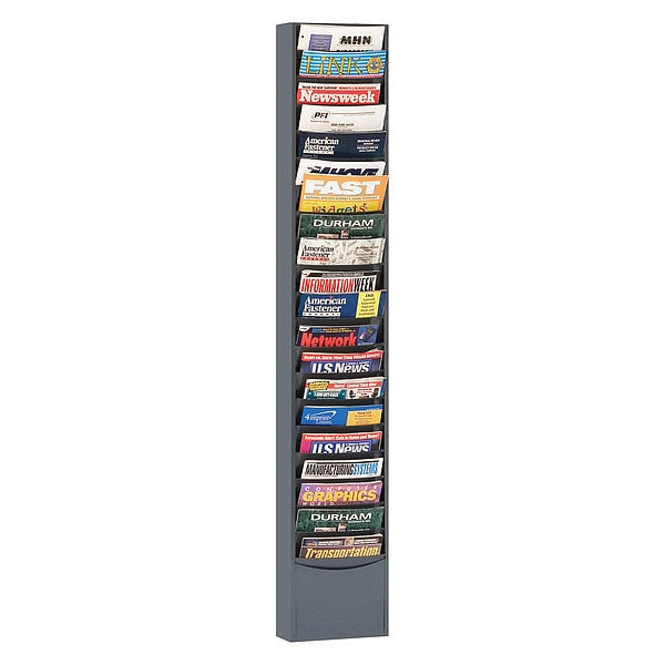 Pocket Literature Rack, 20 large pockets, gray