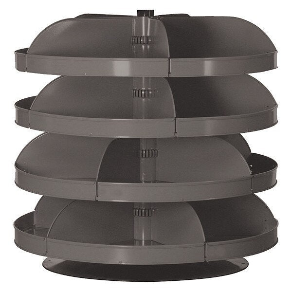 Prime Cold Rolled Steel Revolving Storage Bin, 34 in D x 34 1/2 in H x 34 in W, 4 Shelves, Gray