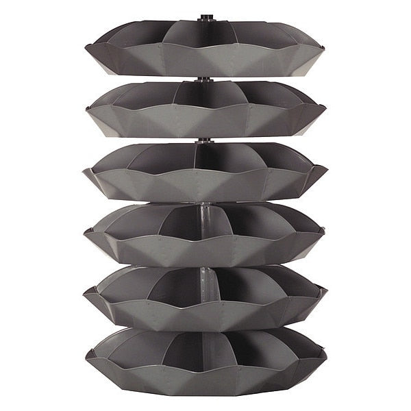 Prime Cold Rolled Steel Revolving Storage Bin, 44 in D x 69 1/2 in H x 44 in W, 6 Shelves, Gray
