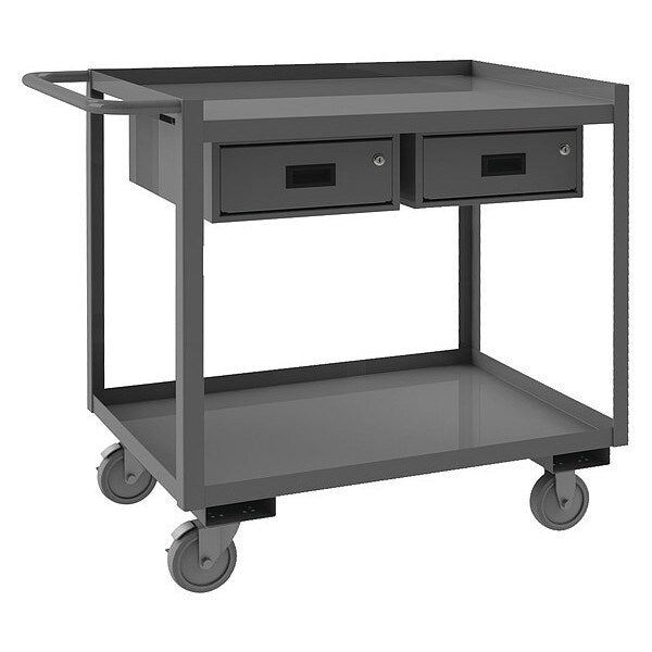 Stock cart, 2 shelf, 2 locking drawers, 1200 lbs capacity