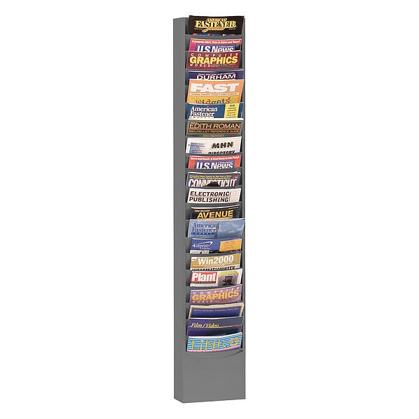 Vertical Con-tur Literature Rack, 20 pockets, gray