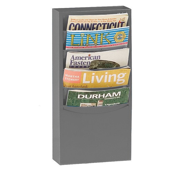 Vertical Con-tur Literature Rack, 5 pockets, gray