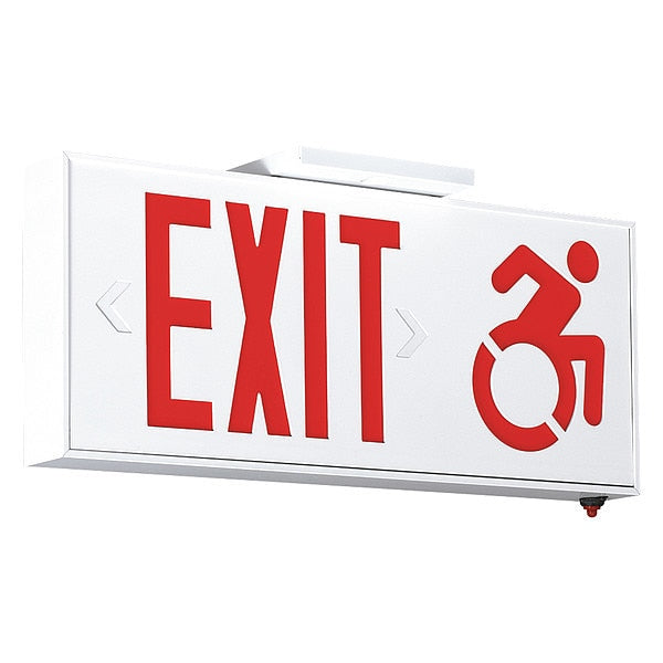 LED Exit Sign w/ Dynamic Accessibility Symbol, Nicad Battery, 120/277v