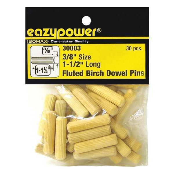 Fluted Birch Dowel Pin, 3/8