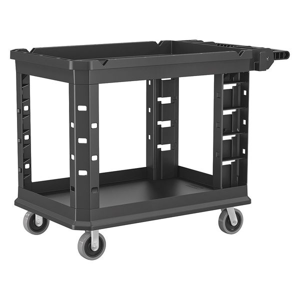 Plastic Heavy Duty Utility Cart, 2 Shelves, 500 lb.